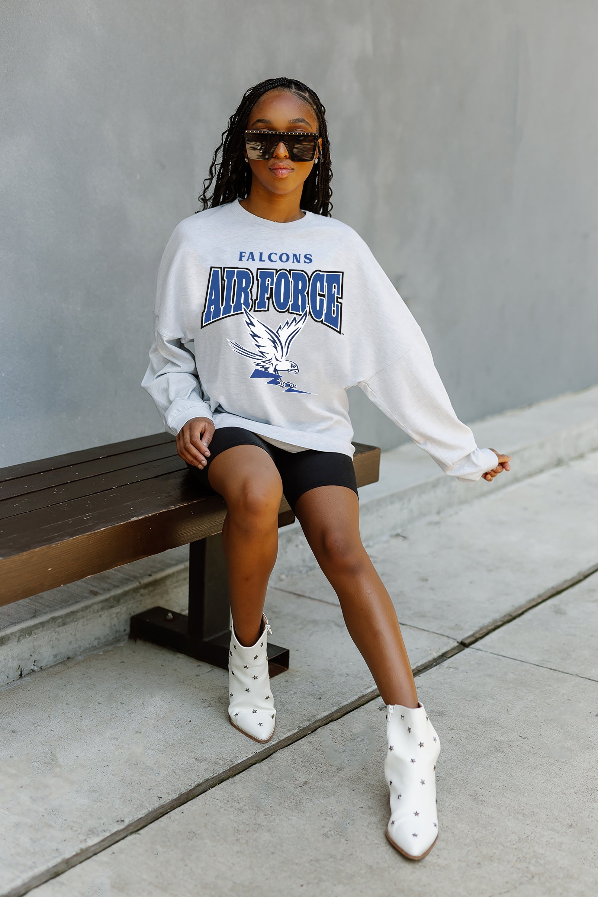 AIR FORCE FALCONS FIGHTING SPIRIT DROP SHOULDER LONG SLEEVE TEE WITH RIBBED NECKLINE AND CUFFS