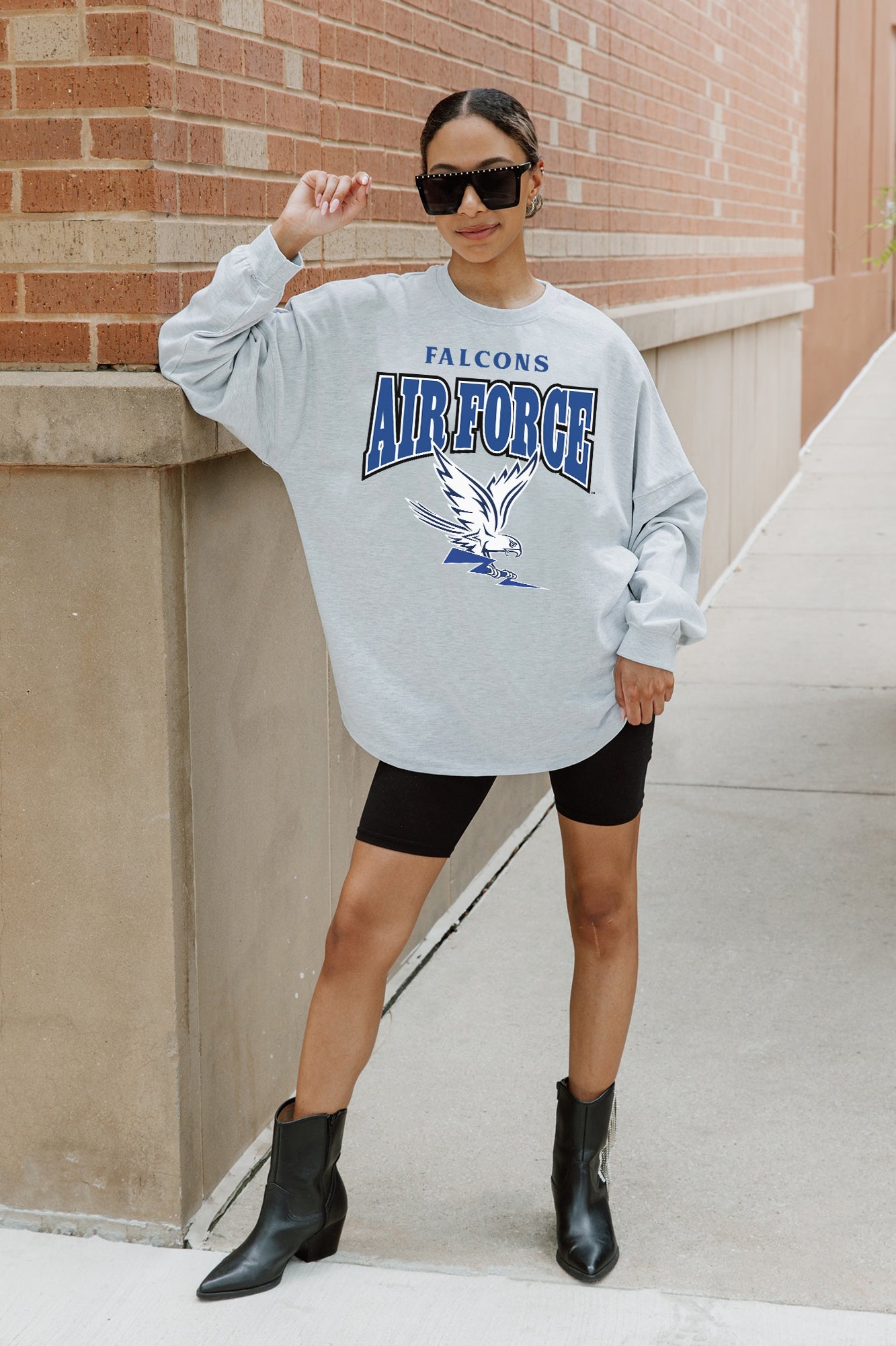 AIR FORCE FALCONS FIGHTING SPIRIT DROP SHOULDER LONG SLEEVE TEE WITH RIBBED NECKLINE AND CUFFS