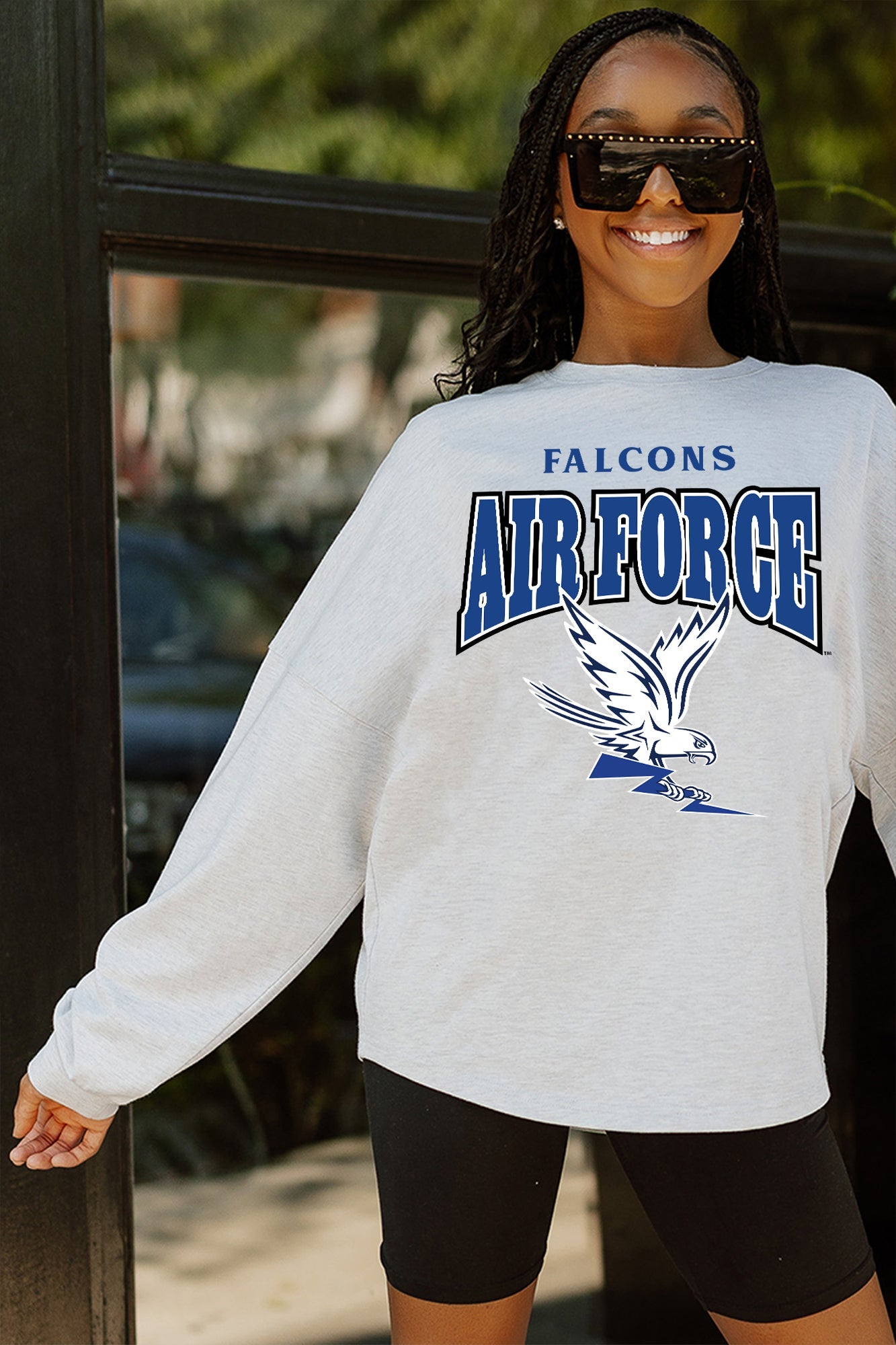 AIR FORCE FALCONS FIGHTING SPIRIT DROP SHOULDER LONG SLEEVE TEE WITH RIBBED NECKLINE AND CUFFS