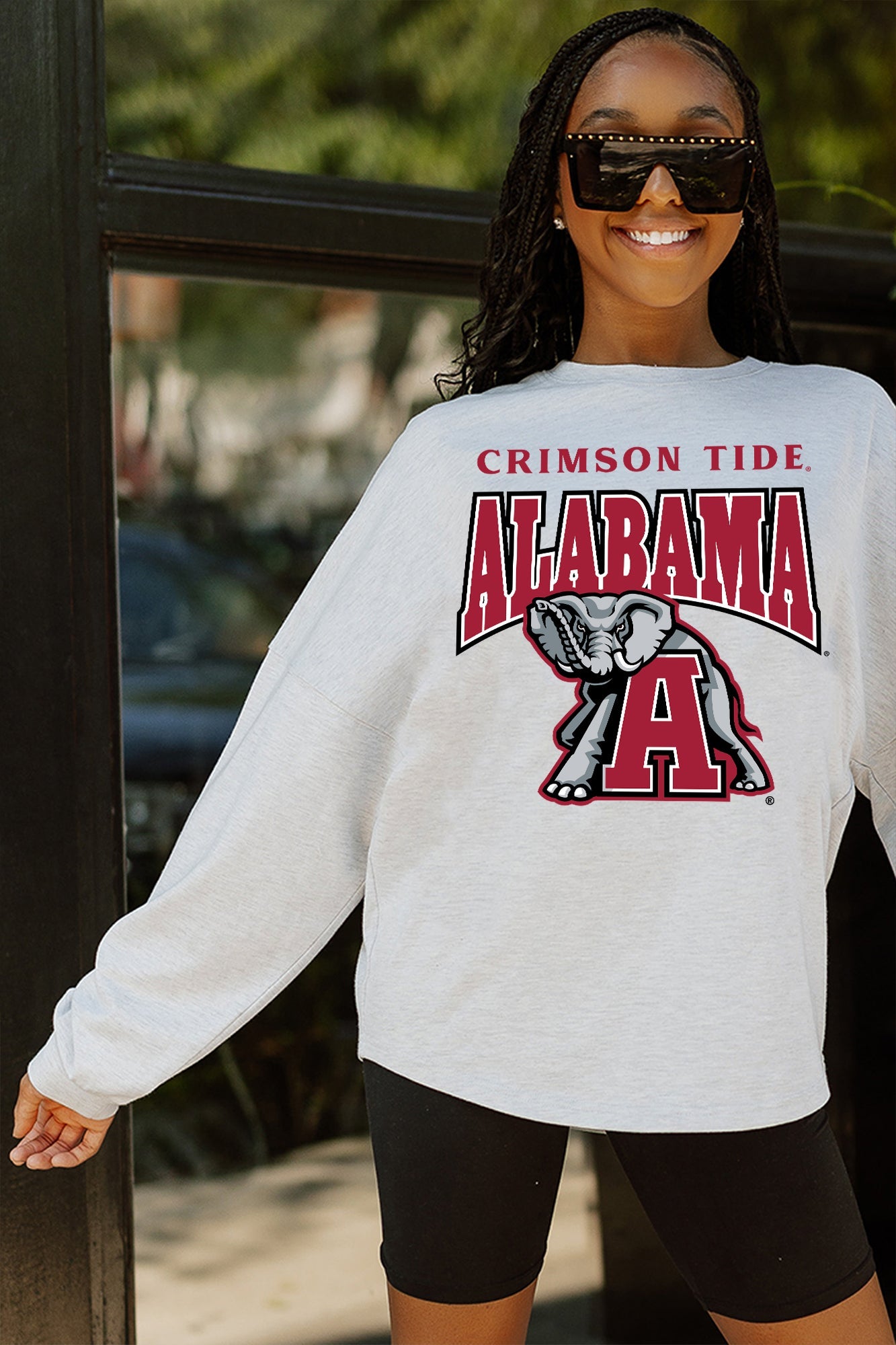 ALABAMA CRIMSON TIDE FIGHTING SPIRIT DROP SHOULDER LONG SLEEVE TEE WITH RIBBED NECKLINE AND CUFFS