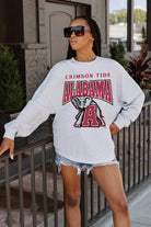 ALABAMA CRIMSON TIDE FIGHTING SPIRIT DROP SHOULDER LONG SLEEVE TEE WITH RIBBED NECKLINE AND CUFFS