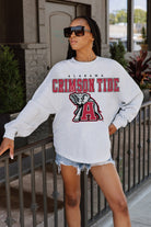 ALABAMA CRIMSON TIDE BIG GOALS DROP SHOULDER LONG SLEEVE TEE WITH RIBBED NECKLINE AND CUFFS