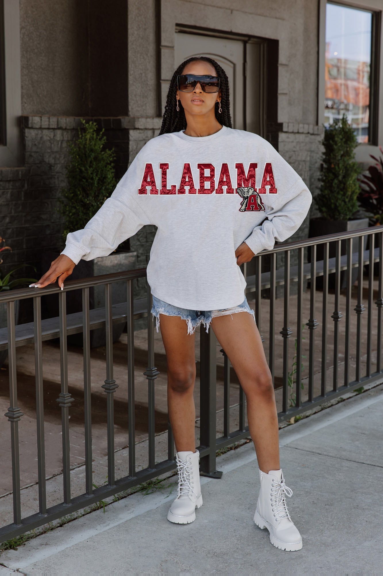 ALABAMA CRIMSON TIDE READY TO RALLY RELAXED FIT HEATHERED LONG SLEEVE FRENCH TERRY PULLOVER