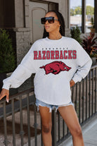 ARKANSAS RAZORBACKS BIG GOALS DROP SHOULDER LONG SLEEVE TEE WITH RIBBED NECKLINE AND CUFFS