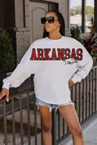 ARKANSAS RAZORBACKS READY TO RALLY RELAXED FIT HEATHERED LONG SLEEVE FRENCH TERRY PULLOVER