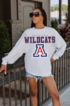 ARIZONA WILDCATS BIG GOALS DROP SHOULDER LONG SLEEVE TEE WITH RIBBED NECKLINE AND CUFFS