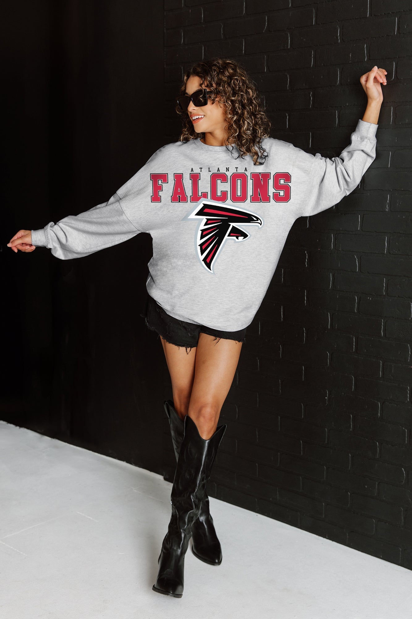 ATLANTA FALCONS BIG GOALS RELAXED FIT HEATHERED LONG SLEEVE FRENCH TERRY PULLOVER