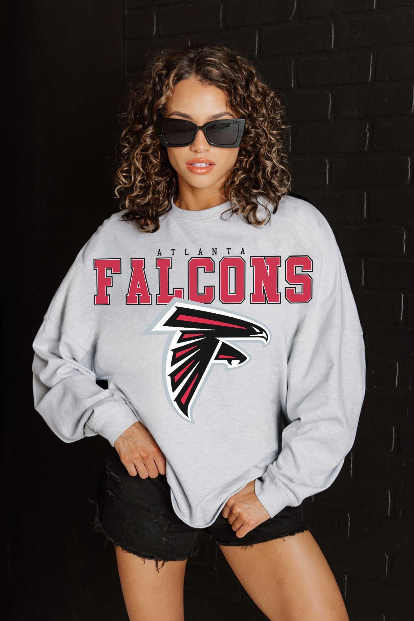 ATLANTA FALCONS BIG GOALS RELAXED FIT HEATHERED LONG SLEEVE FRENCH TERRY PULLOVER