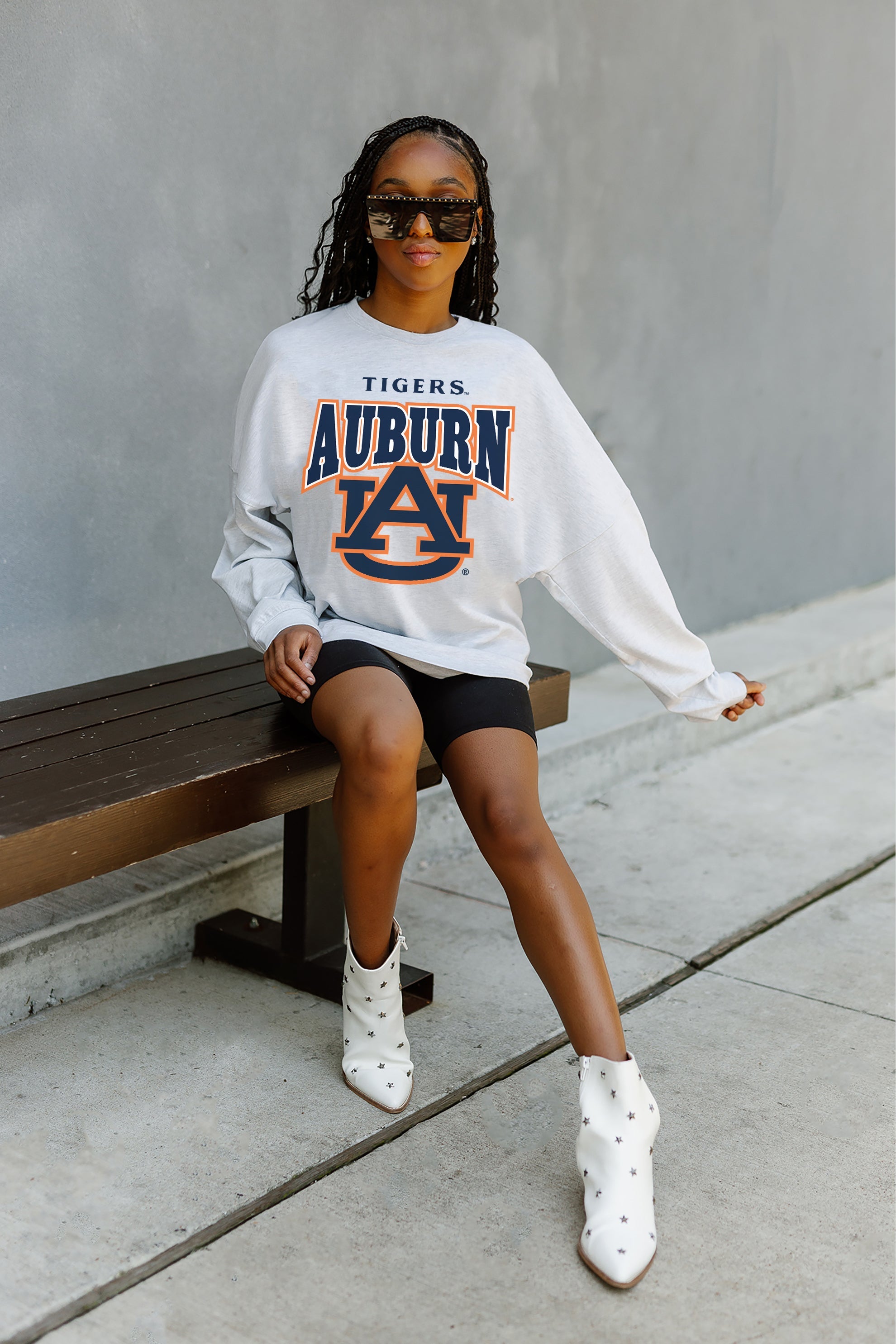 AUBURN TIGERS FIGHTING SPIRIT DROP SHOULDER LONG SLEEVE TEE WITH RIBBED NECKLINE AND CUFFS