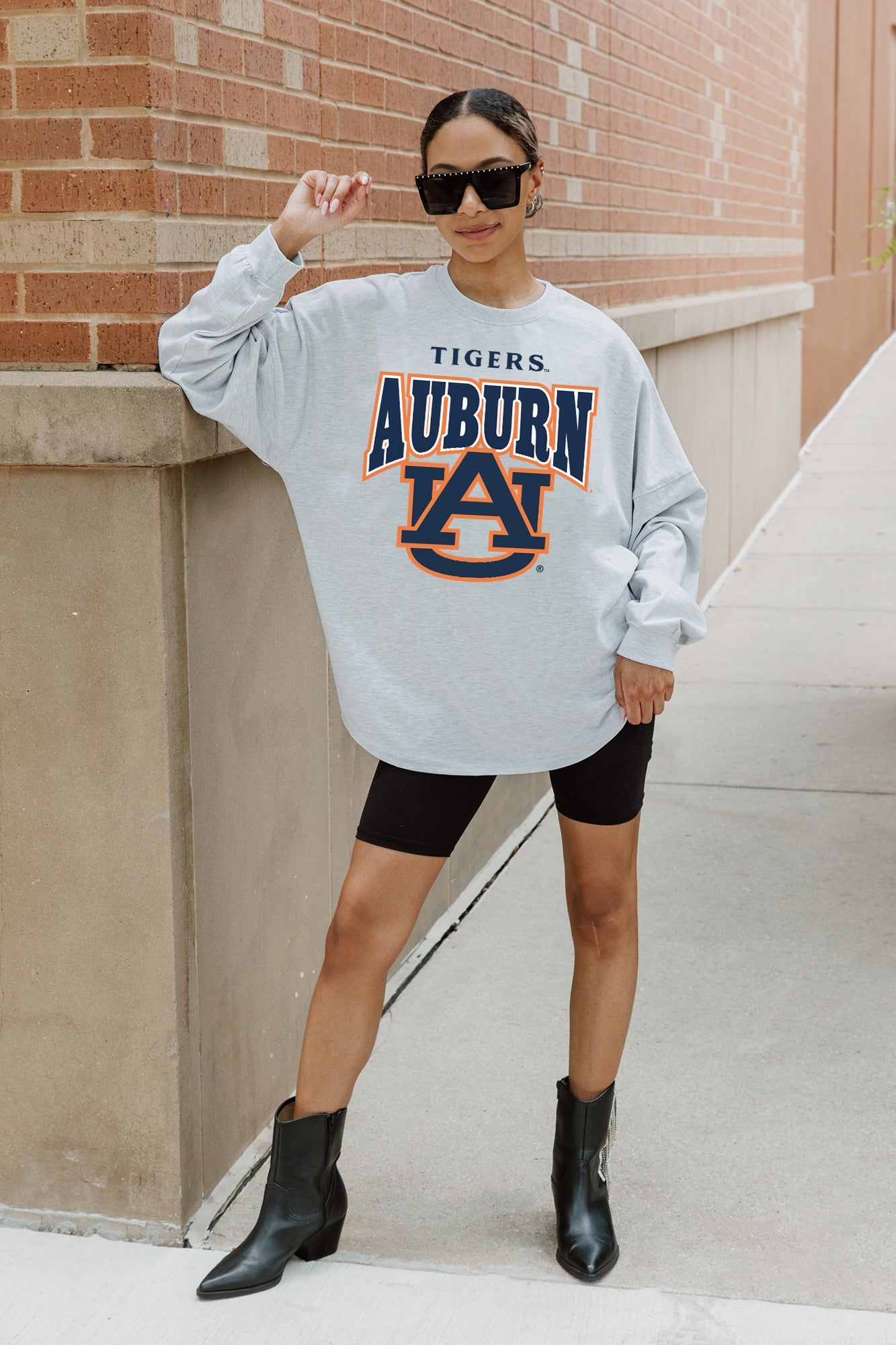 AUBURN TIGERS FIGHTING SPIRIT DROP SHOULDER LONG SLEEVE TEE WITH RIBBED NECKLINE AND CUFFS