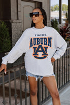 AUBURN TIGERS FIGHTING SPIRIT DROP SHOULDER LONG SLEEVE TEE WITH RIBBED NECKLINE AND CUFFS