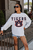 AUBURN TIGERS BIG GOALS DROP SHOULDER LONG SLEEVE TEE WITH RIBBED NECKLINE AND CUFFS