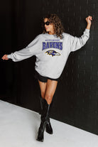 BALTIMORE RAVENS FIGHTING SPIRIT RELAXED FIT HEATHERED LONG SLEEVE FRENCH TERRY PULLOVER