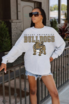 BRYANT BULLDOGS BIG GOALS DROP SHOULDER LONG SLEEVE TEE WITH RIBBED NECKLINE AND CUFFS