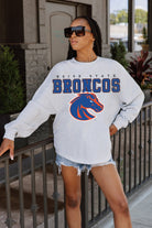 BOISE STATE BRONCOS BIG GOALS DROP SHOULDER LONG SLEEVE TEE WITH RIBBED NECKLINE AND CUFFS