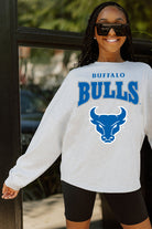 BUFFALO BULLS FIGHTING SPIRIT DROP SHOULDER LONG SLEEVE TEE WITH RIBBED NECKLINE AND CUFFS