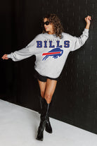 BUFFALO BILLS BIG GOALS RELAXED FIT HEATHERED LONG SLEEVE FRENCH TERRY PULLOVER