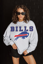 BUFFALO BILLS BIG GOALS RELAXED FIT HEATHERED LONG SLEEVE FRENCH TERRY PULLOVER