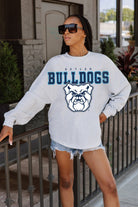 BUTLER BULLDOGS BIG GOALS DROP SHOULDER LONG SLEEVE TEE WITH RIBBED NECKLINE AND CUFFS