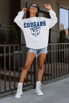 BYU COUGARS BIG GOALS DROP SHOULDER LONG SLEEVE TEE WITH RIBBED NECKLINE AND CUFFS