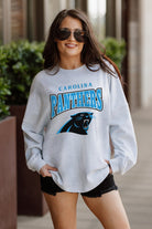 CAROLINA PANTHERS FIGHTING SPIRIT RELAXED FIT HEATHERED LONG SLEEVE FRENCH TERRY PULLOVER