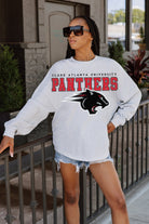 CLARK ATLANTA UNIVERSITY PANTHERS BIG GOALS DROP SHOULDER LONG SLEEVE TEE WITH RIBBED NECKLINE AND CUFFS