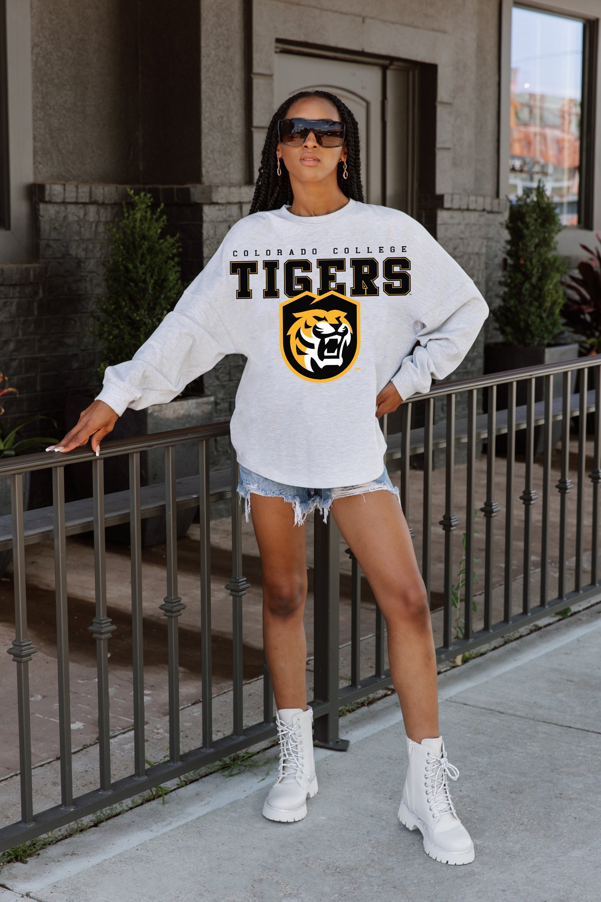 COLORADO TIGERS BIG GOALS DROP SHOULDER LONG SLEEVE TEE WITH RIBBED NECKLINE AND CUFFS