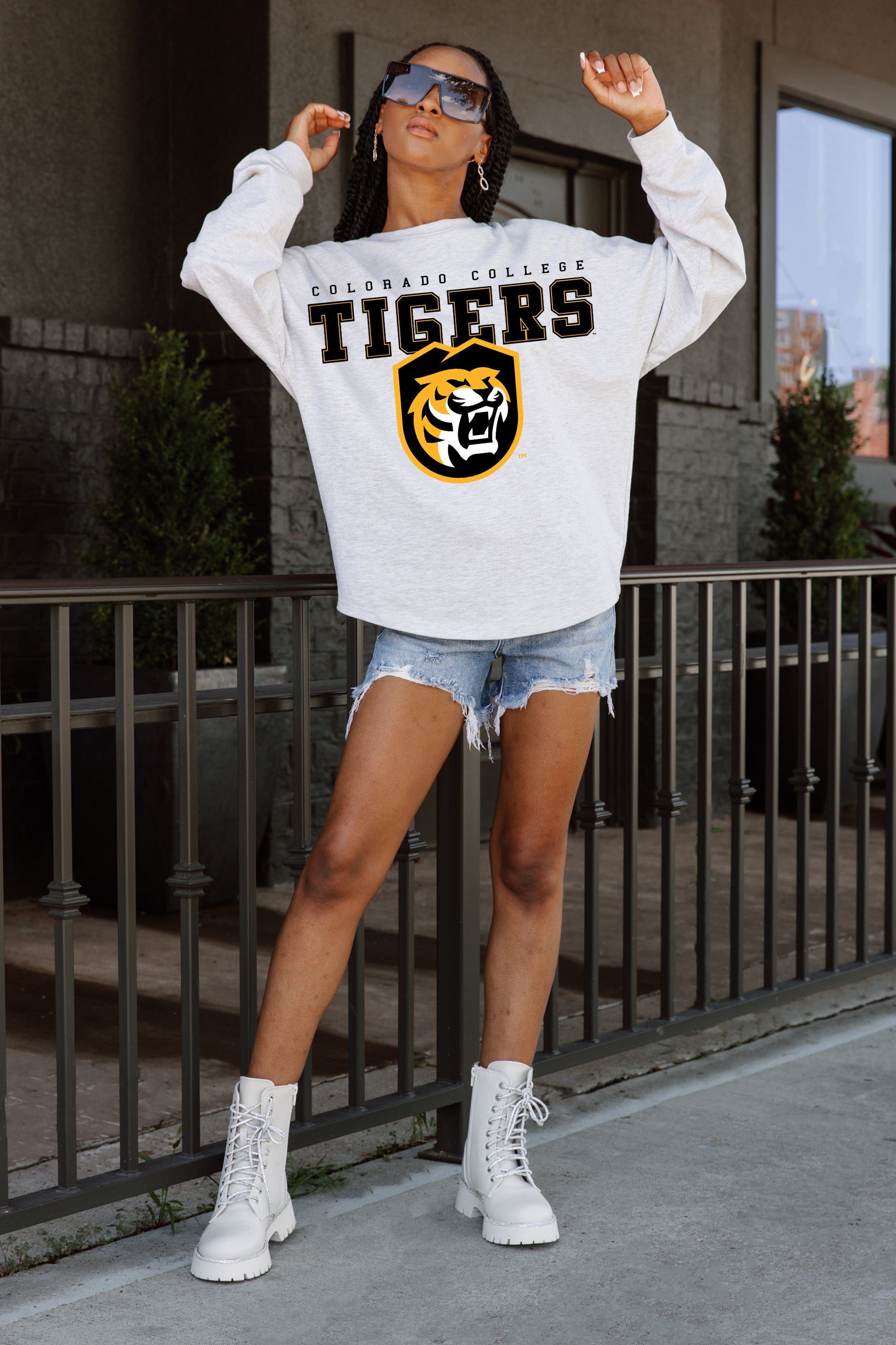 COLORADO TIGERS BIG GOALS DROP SHOULDER LONG SLEEVE TEE WITH RIBBED NECKLINE AND CUFFS