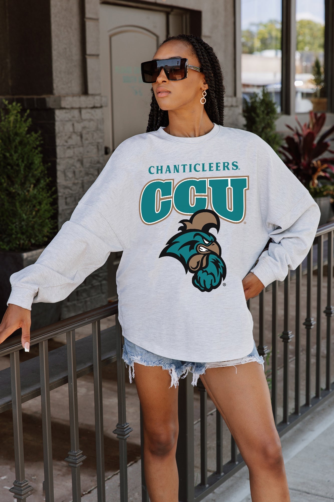 COASTAL CAROLINA CHANTICLEERS FIGHTING SPIRIT DROP SHOULDER LONG SLEEVE TEE WITH RIBBED NECKLINE AND CUFFS