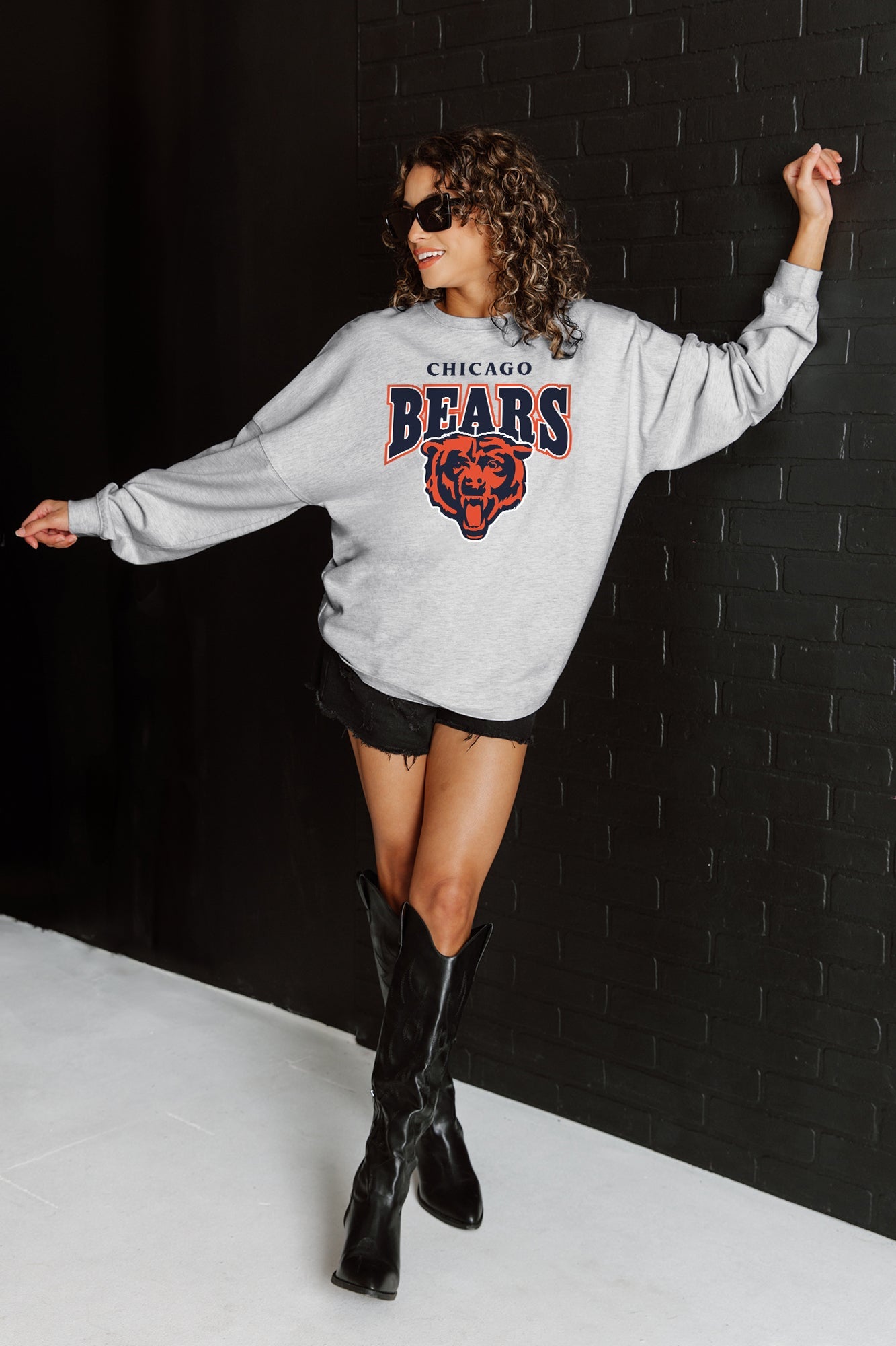 CHICAGO BEARS FIGHTING SPIRIT RELAXED FIT HEATHERED LONG SLEEVE FRENCH TERRY PULLOVER