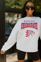 CHICO STATE WILDCATS FIGHTING SPIRIT DROP SHOULDER LONG SLEEVE TEE WITH RIBBED NECKLINE AND CUFFS