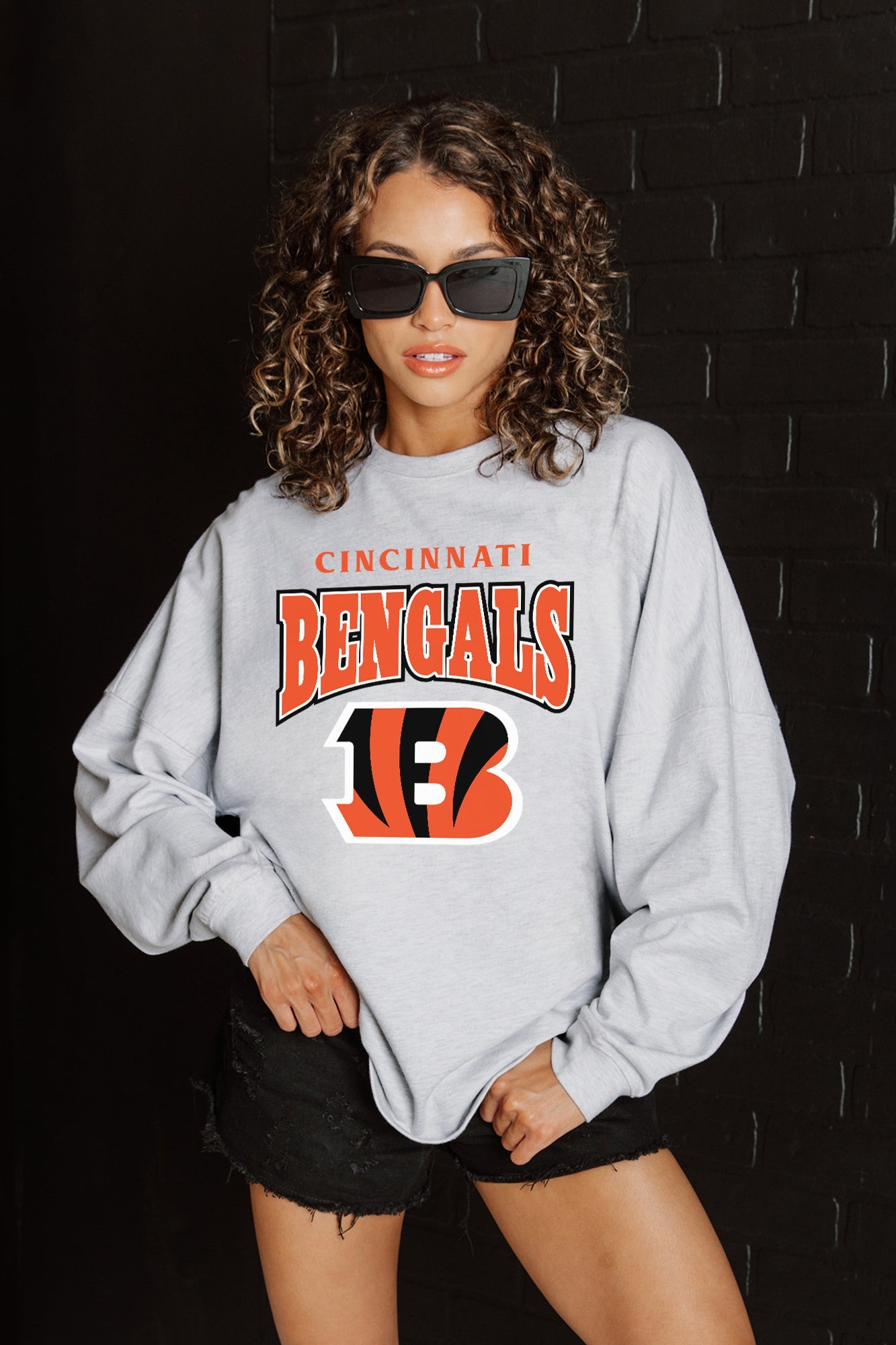 CINCINNATI BENGALS FIGHTING SPIRIT RELAXED FIT HEATHERED LONG SLEEVE FRENCH TERRY PULLOVER