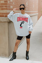 CINCINNATI BEARCATS FIGHTING SPIRIT DROP SHOULDER LONG SLEEVE TEE WITH RIBBED NECKLINE AND CUFFS