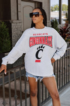 CINCINNATI BEARCATS FIGHTING SPIRIT DROP SHOULDER LONG SLEEVE TEE WITH RIBBED NECKLINE AND CUFFS