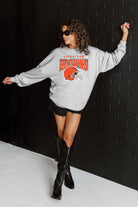 CLEVELAND BROWNS FIGHTING SPIRIT RELAXED FIT HEATHERED LONG SLEEVE FRENCH TERRY PULLOVER