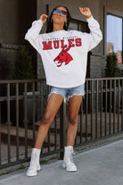 CENTRAL MISSOURI MULES BIG GOALS DROP SHOULDER LONG SLEEVE TEE WITH RIBBED NECKLINE AND CUFFS