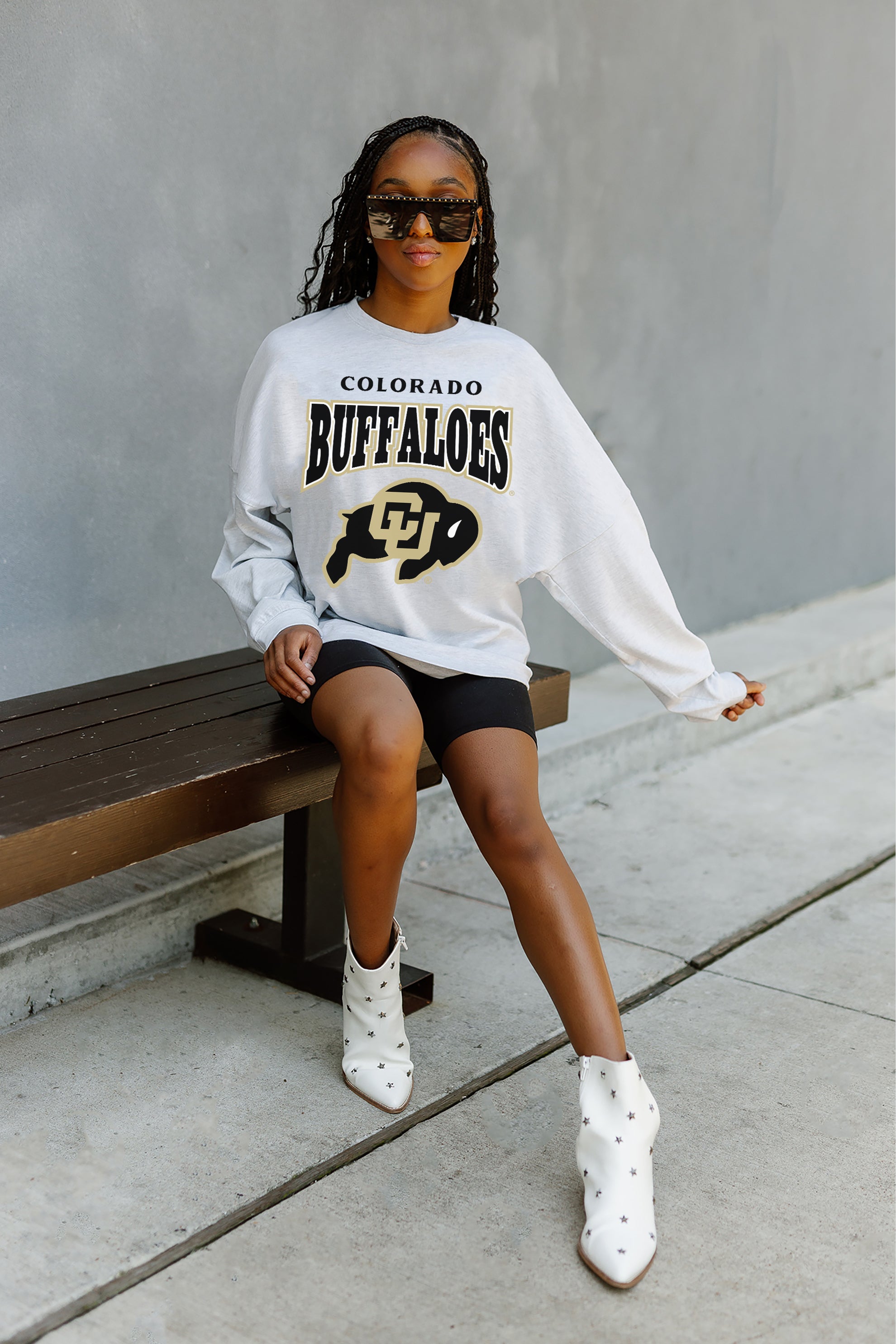 COLORADO BUFFALOES FIGHTING SPIRIT DROP SHOULDER LONG SLEEVE TEE WITH RIBBED NECKLINE AND CUFFS