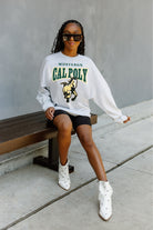 CAL POLY MUSTANGS FIGHTING SPIRIT DROP SHOULDER LONG SLEEVE TEE WITH RIBBED NECKLINE AND CUFFS