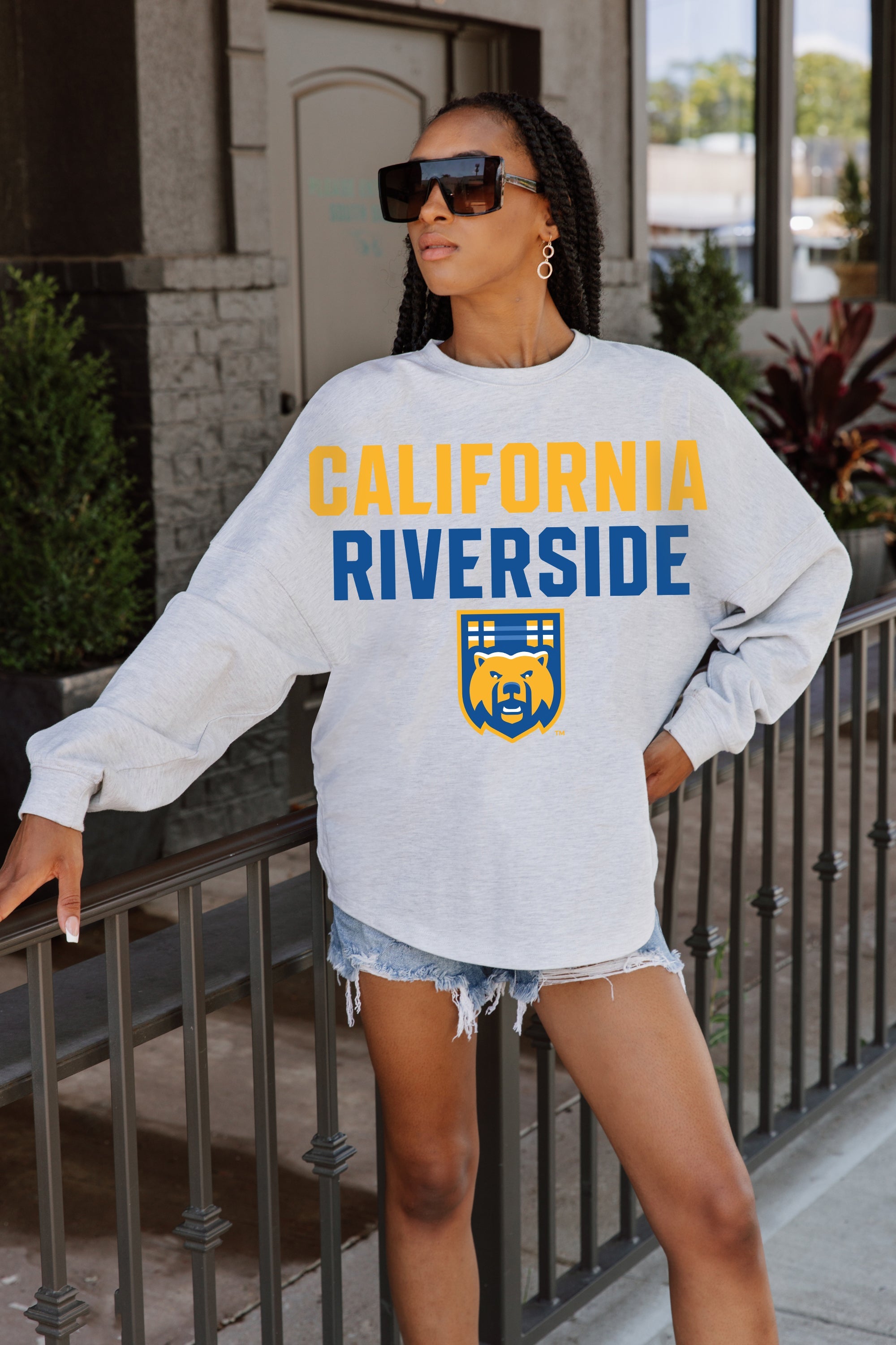 CALIFORNIA RIVERSIDE HIGHLANDERS BIG GOALS DROP SHOULDER LONG SLEEVE TEE WITH RIBBED NECKLINE AND CUFFS