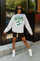 SACRAMENTO STATE HORNETS FIGHTING SPIRIT DROP SHOULDER LONG SLEEVE TEE WITH RIBBED NECKLINE AND CUFFS