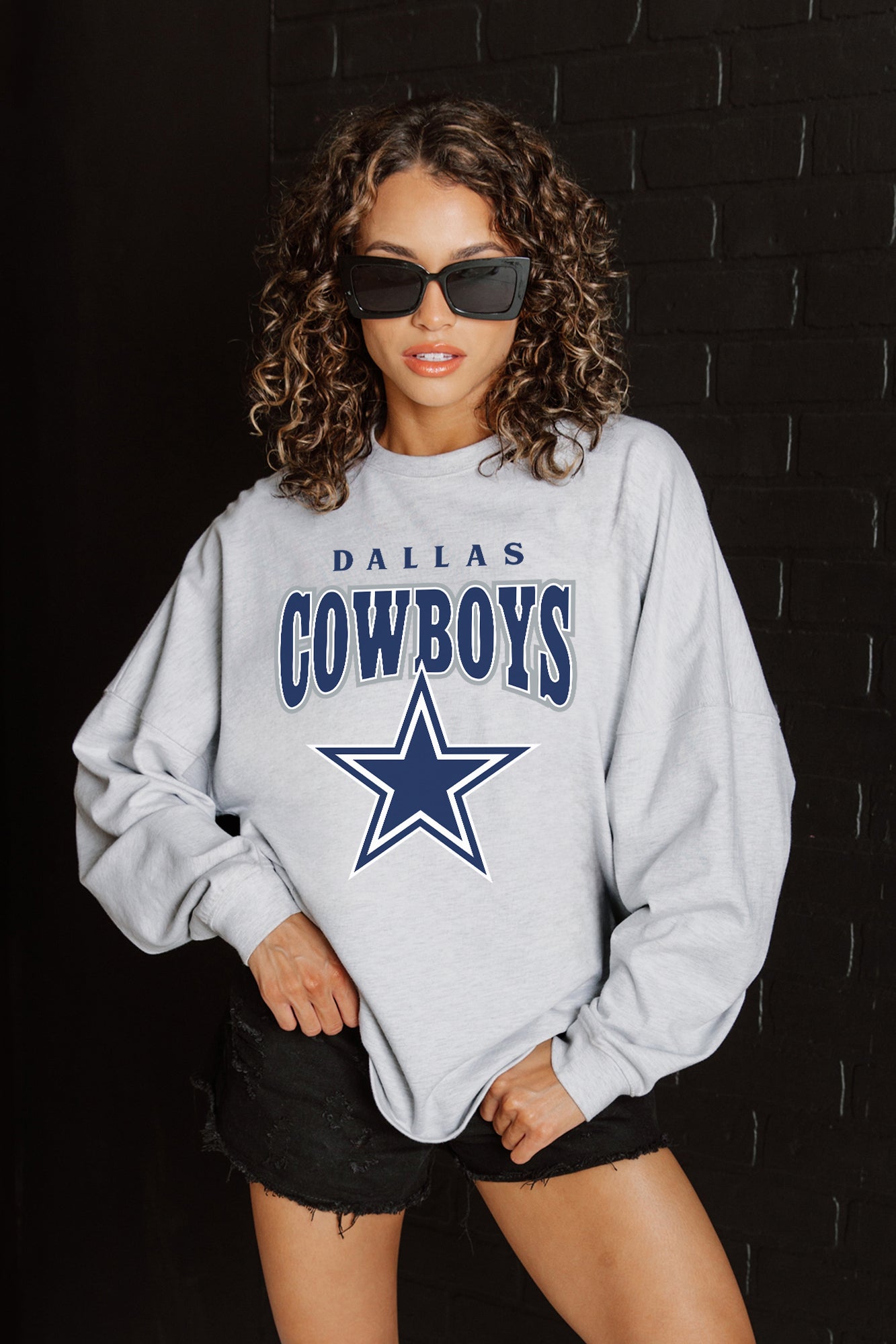 DALLAS COWBOYS FIGHTING SPIRIT RELAXED FIT HEATHERED LONG SLEEVE FRENCH TERRY PULLOVER