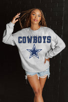 DALLAS COWBOYS BIG GOALS RELAXED FIT HEATHERED LONG SLEEVE FRENCH TERRY PULLOVER