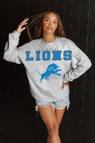 DETROIT LIONS BIG GOALS RELAXED FIT HEATHERED LONG SLEEVE FRENCH TERRY PULLOVER