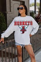 DELAWARE STATE HORNETS BIG GOALS DROP SHOULDER LONG SLEEVE TEE WITH RIBBED NECKLINE AND CUFFS