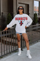 DELAWARE STATE HORNETS BIG GOALS DROP SHOULDER LONG SLEEVE TEE WITH RIBBED NECKLINE AND CUFFS