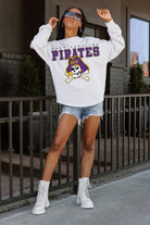 EAST CAROLINA PIRATES BIG GOALS DROP SHOULDER LONG SLEEVE TEE WITH RIBBED NECKLINE AND CUFFS