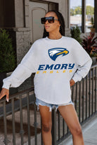 EMORY EAGLES BIG GOALS DROP SHOULDER LONG SLEEVE TEE WITH RIBBED NECKLINE AND CUFFS