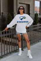 EMORY EAGLES BIG GOALS DROP SHOULDER LONG SLEEVE TEE WITH RIBBED NECKLINE AND CUFFS