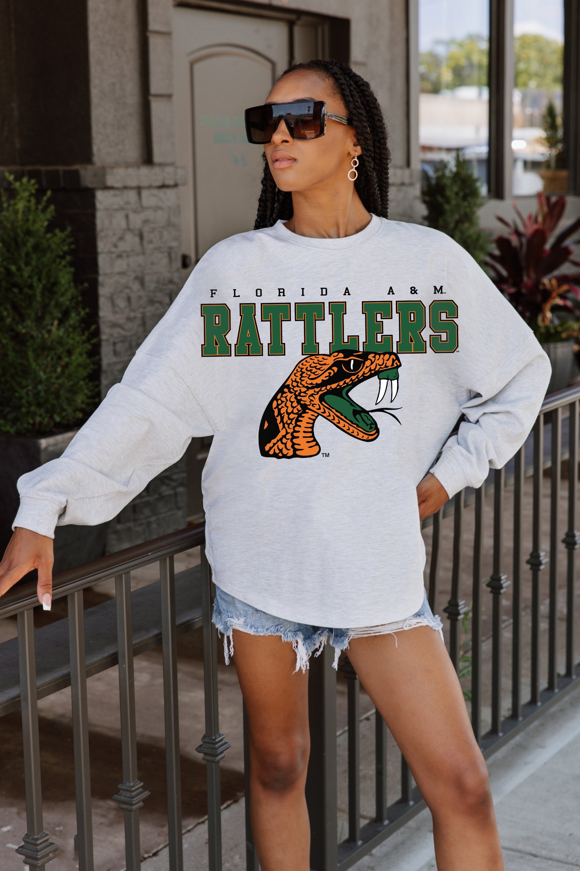 FLORIDA A&M RATTLERS BIG GOALS DROP SHOULDER LONG SLEEVE TEE WITH RIBBED NECKLINE AND CUFFS