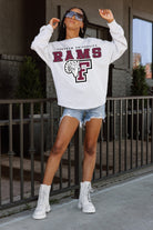 FORDHAM RAMS BIG GOALS DROP SHOULDER LONG SLEEVE TEE WITH RIBBED NECKLINE AND CUFFS